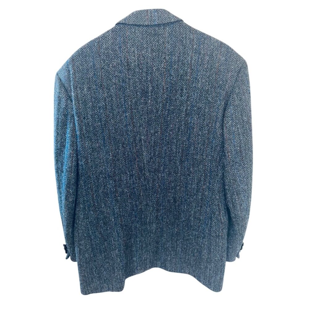 Vintage Ricksons British Wool Herringbone Blazer Jacket 44R Preppy Academic Mone - Picture 2 of 15